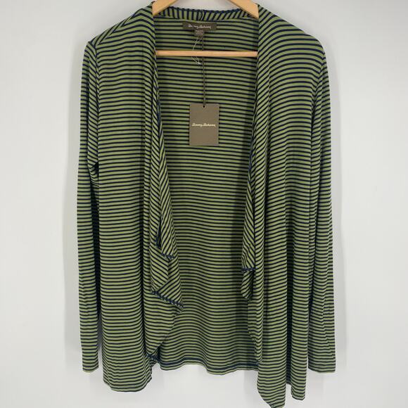 Tommy Bahama Cardigan Women’s XS Blue & Green Striped Resortwear Coastal Preppy - Picture 1 of 7